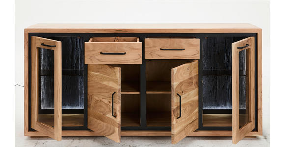 SIDEBOARD in 170/80/40 cm - Schwarz/Akaziefarben, LIFESTYLE, Glas/Holz (170/80/40cm) - Landscape