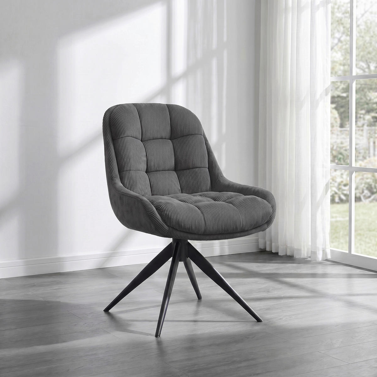 STUHL - Anthrazit/Schwarz, Design, Textil/Metall (58/85/70cm) - Johann Jakob