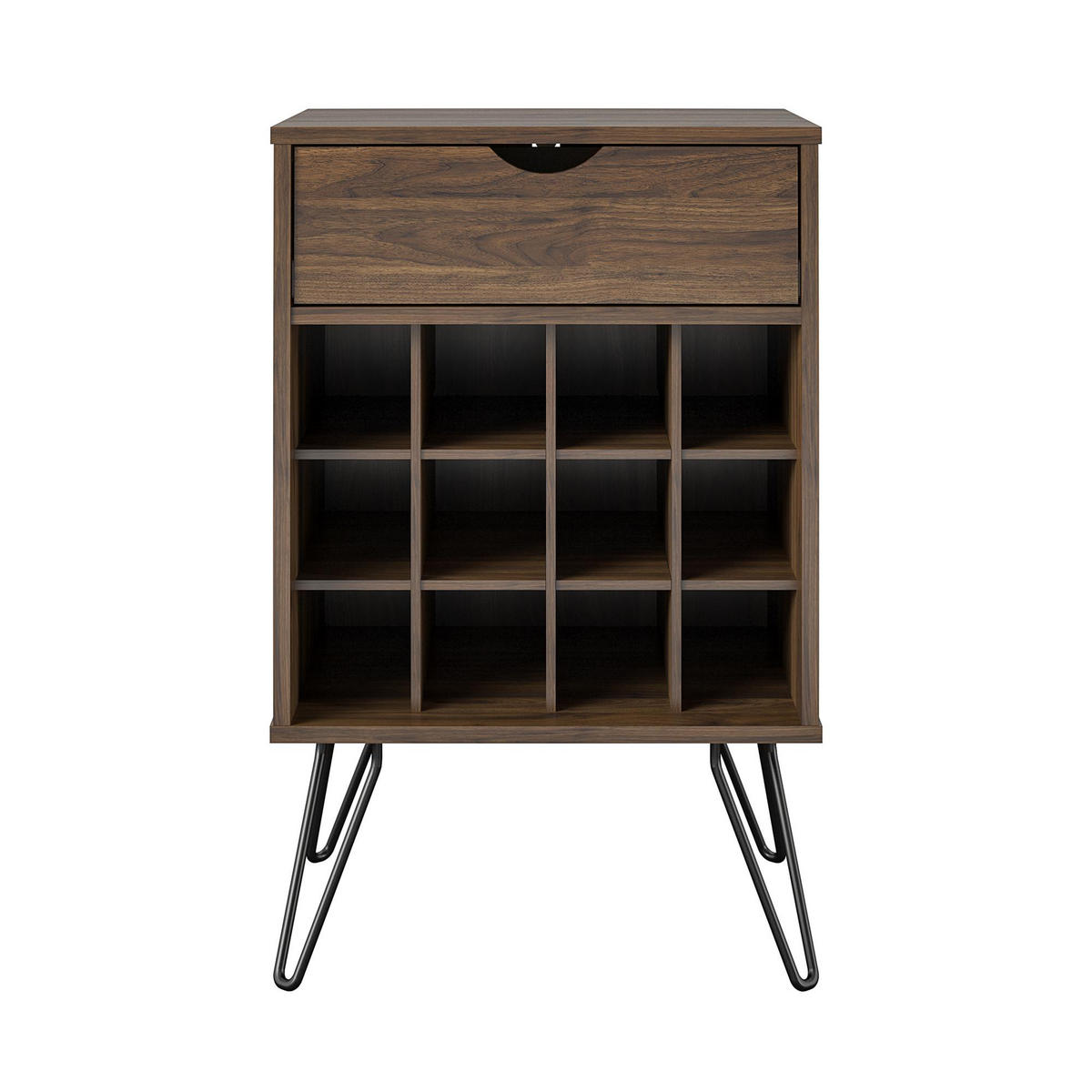 WEINREGAL 51/80/45 cm  - Walnussfarben/Schwarz, Design, Holzwerkstoff/Metall (51/80/45cm) - MID.YOU