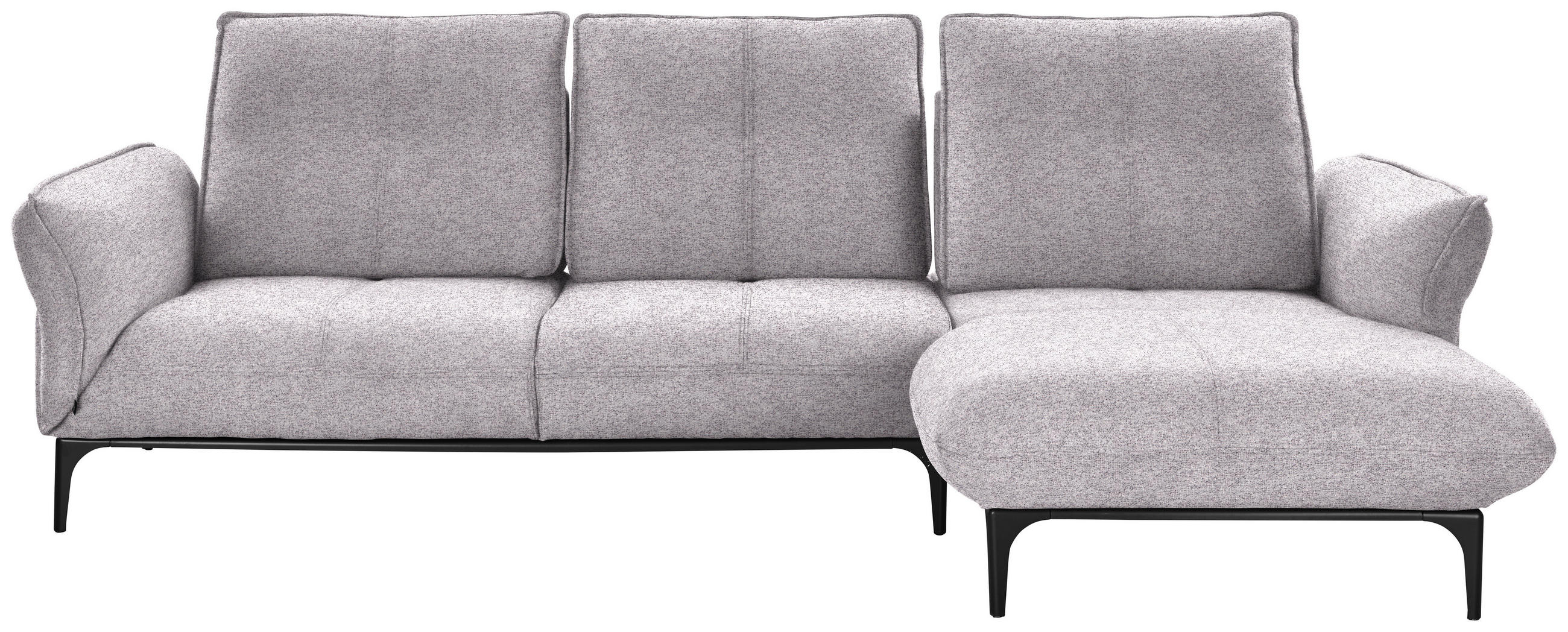 ECKSOFA in Webstoff Grau, Flieder  - Flieder/Schwarz, Natur, Textil (277/182cm) - Valnatura