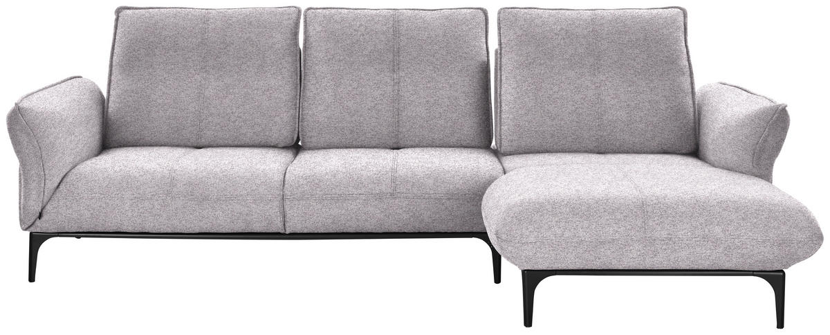 ECKSOFA in Webstoff Grau, Flieder  - Flieder/Schwarz, Natur, Textil (277/182cm) - Valnatura
