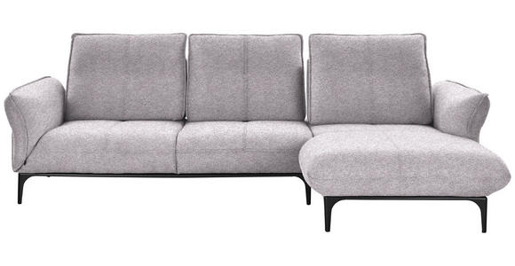 ECKSOFA in Webstoff Grau, Flieder  - Flieder/Schwarz, Natur, Textil (277/182cm) - Valnatura