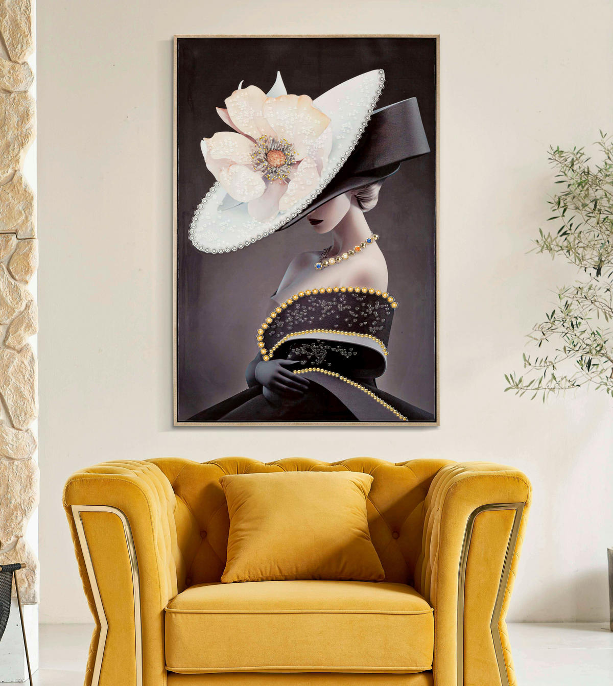LEINWANDBILD Frauen  - Goldfarben, Basics, Holz/Textil (62/92/4cm)