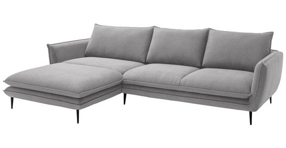 ECKSOFA  in Webstoff Grau  196/304 cm  - Schwarz/Grau, KONVENTIONELL, Textil/Metall (196/304cm) - Hom`in