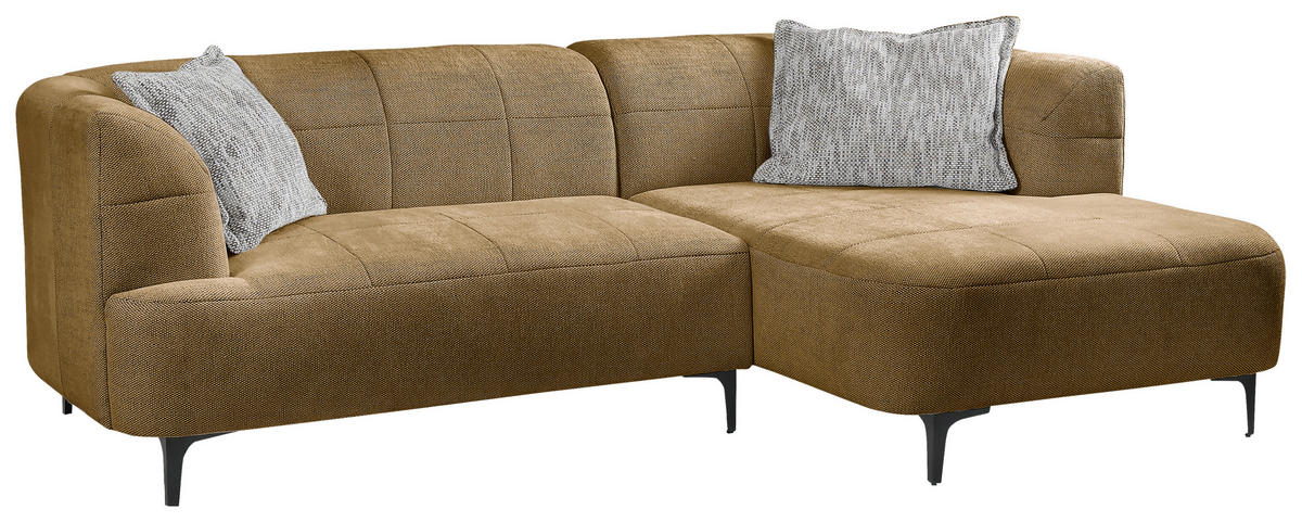ECKSOFA in Struktur Goldfarben  247/158 cm  - Goldfarben/Schwarz, Design, Textil/Metall (247/158cm) - MID.YOU