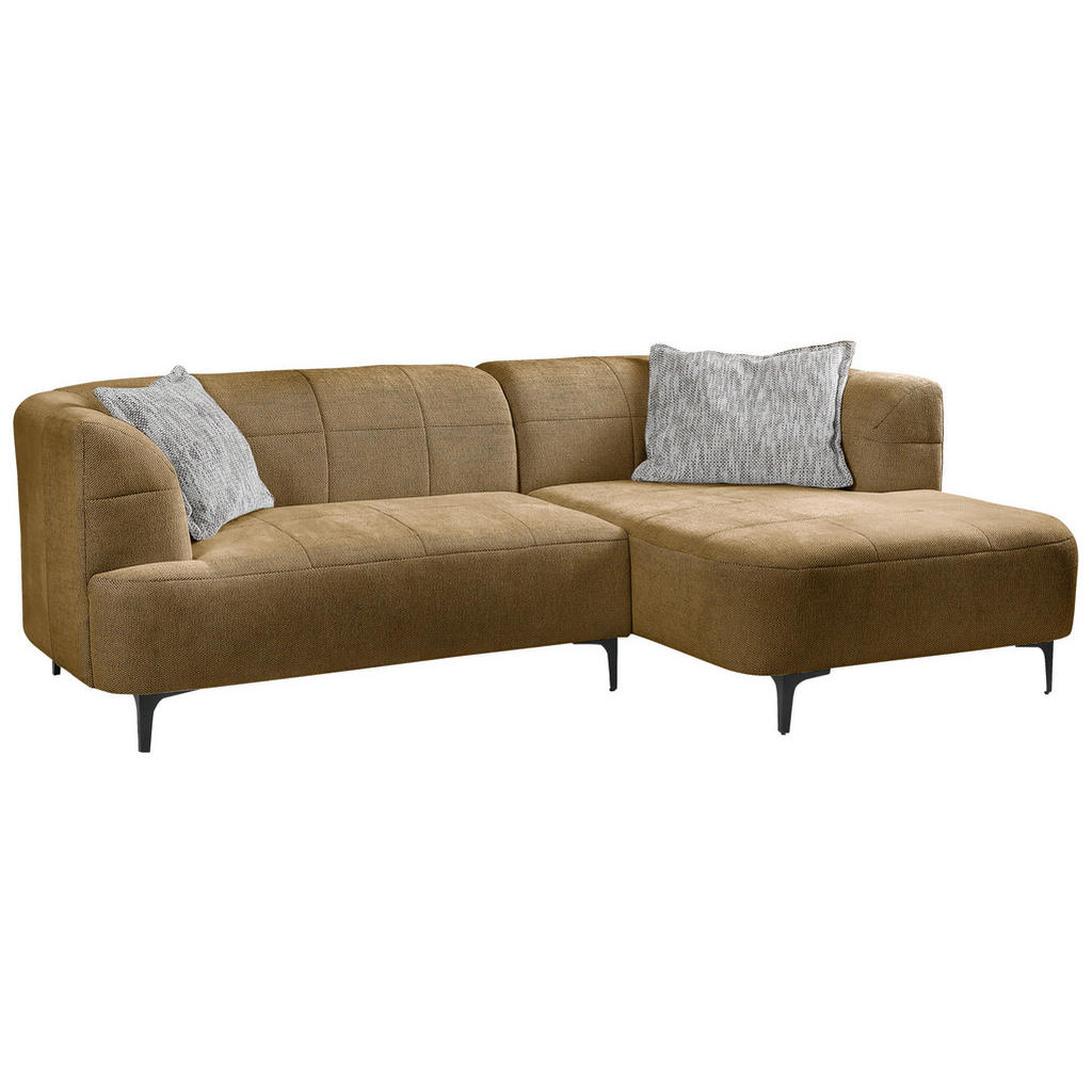 Thumbnail - Mid.you Ecksofa, Gold, Textil, 3-Sitzer, Füllung: Polyurethan (Pur), Ottomane rechts, L-Form, 247x158 cm, Made in EU, Wo...