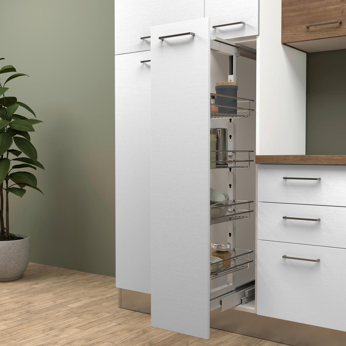 KÜCHENBLOCK 300 cm   in Weiß, Eichefarben  - Eichefarben/Magnolie, LIFESTYLE, Holzwerkstoff/Kunststoff (300cm) - MID.YOU