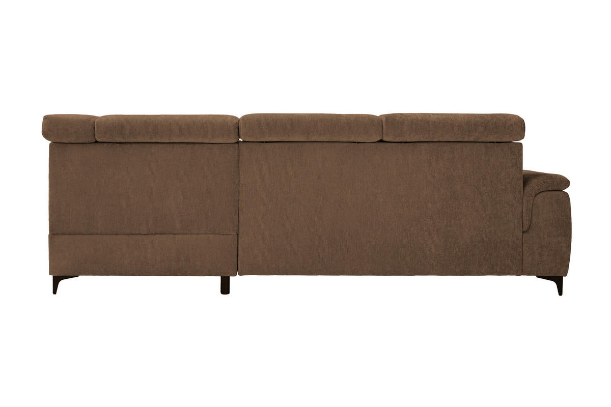 ECKSOFA Braun Chenille Bettkasten, Schlaffunktion, Rücken echt, Kopfteilverstellung, Liegefläche im Originalstoff  - Schwarz/Braun, KONVENTIONELL, Textil/Metall (265/206cm) - Carryhome