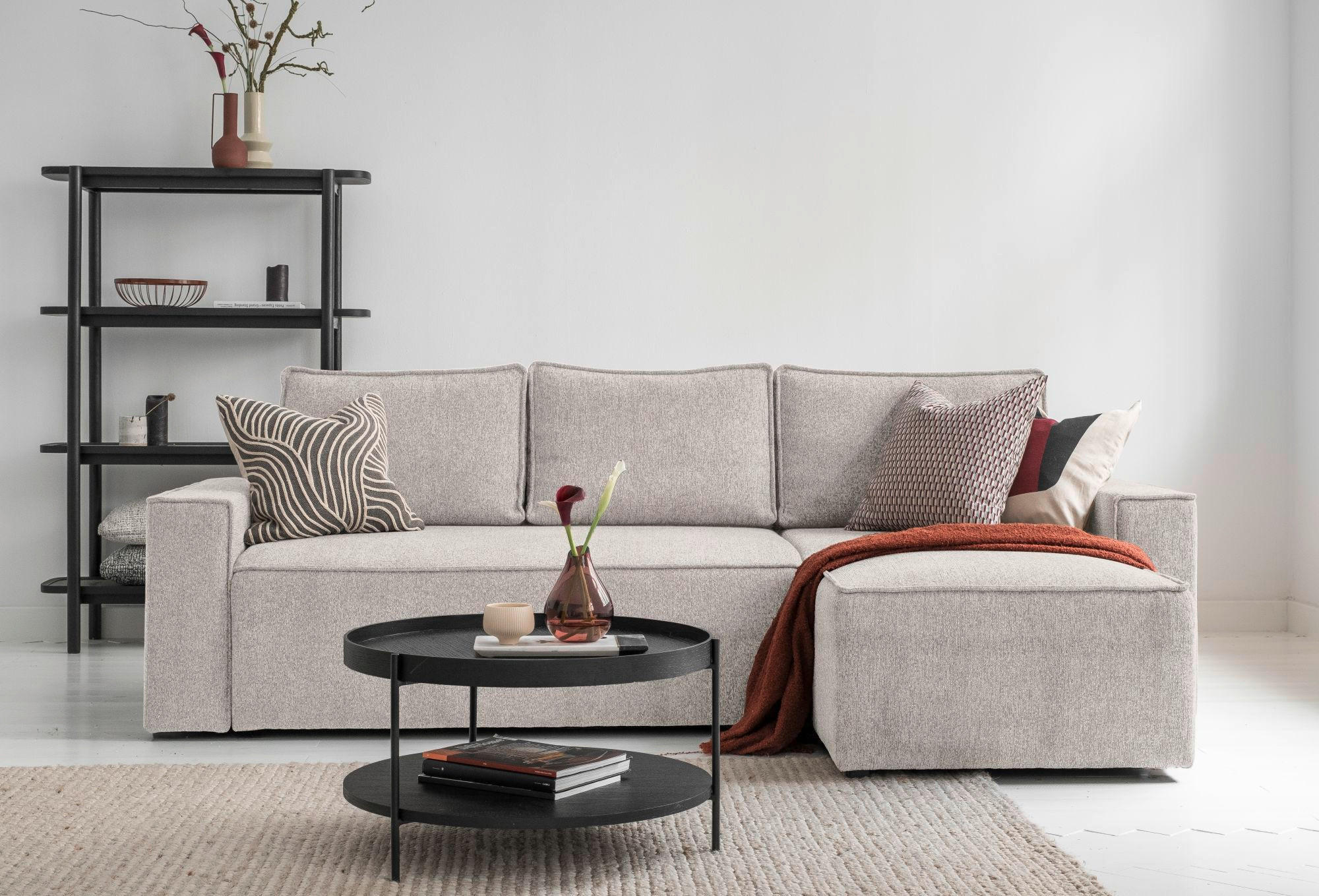 ECKSOFA in Beige  - Weiss/Beige, Design, Kunststoff/Textil (250/156cm) - MID.YOU