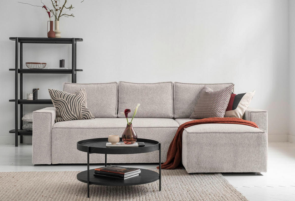 ECKSOFA in Beige  - Weiss/Beige, Design, Kunststoff/Textil (250/156cm) - MID.YOU