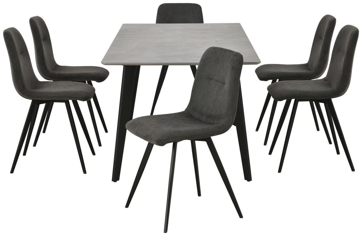 TISCHGRUPPE   - Schwarz/Grau, Design, Holz/Textil (160-200/90/75cm) - Boxxx