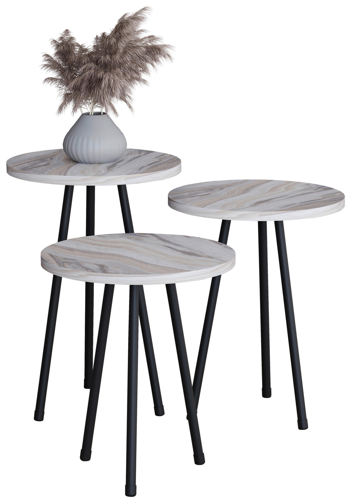 BEISTELLTISCHSET in Holzwerkstoff   - Weiss/Schwarz, Design, Holzwerkstoff (35cm) - MID.YOU