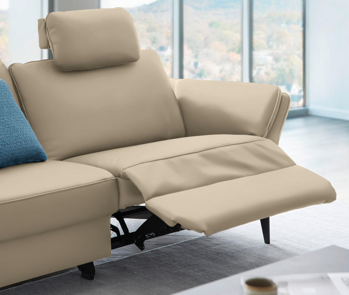 3-SITZER-SOFA in Leder Grau  - Schwarz/Grau, Design, Leder/Metall (190/84/99cm) - Dieter Knoll