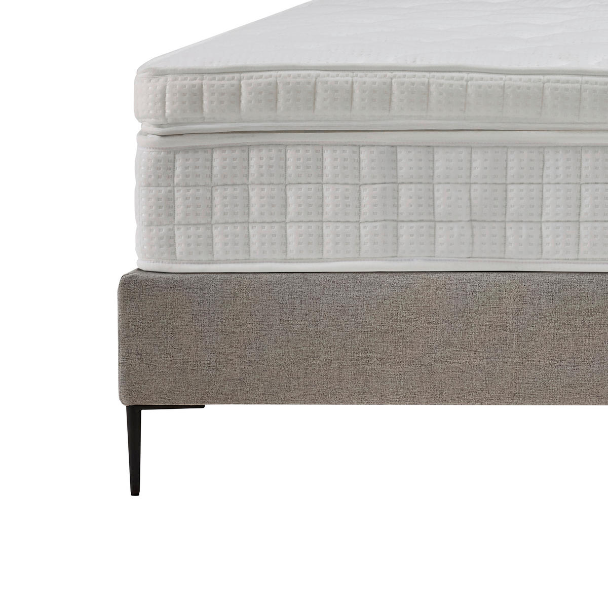 BOXSPRINGBETT 140/200 cm,  in Creme, Matratze, gepolstertes Kopfteil, Topper, H2 = mittel  - Creme/Schwarz, MODERN, Holzwerkstoff/Textil (140/200cm) - MID.YOU