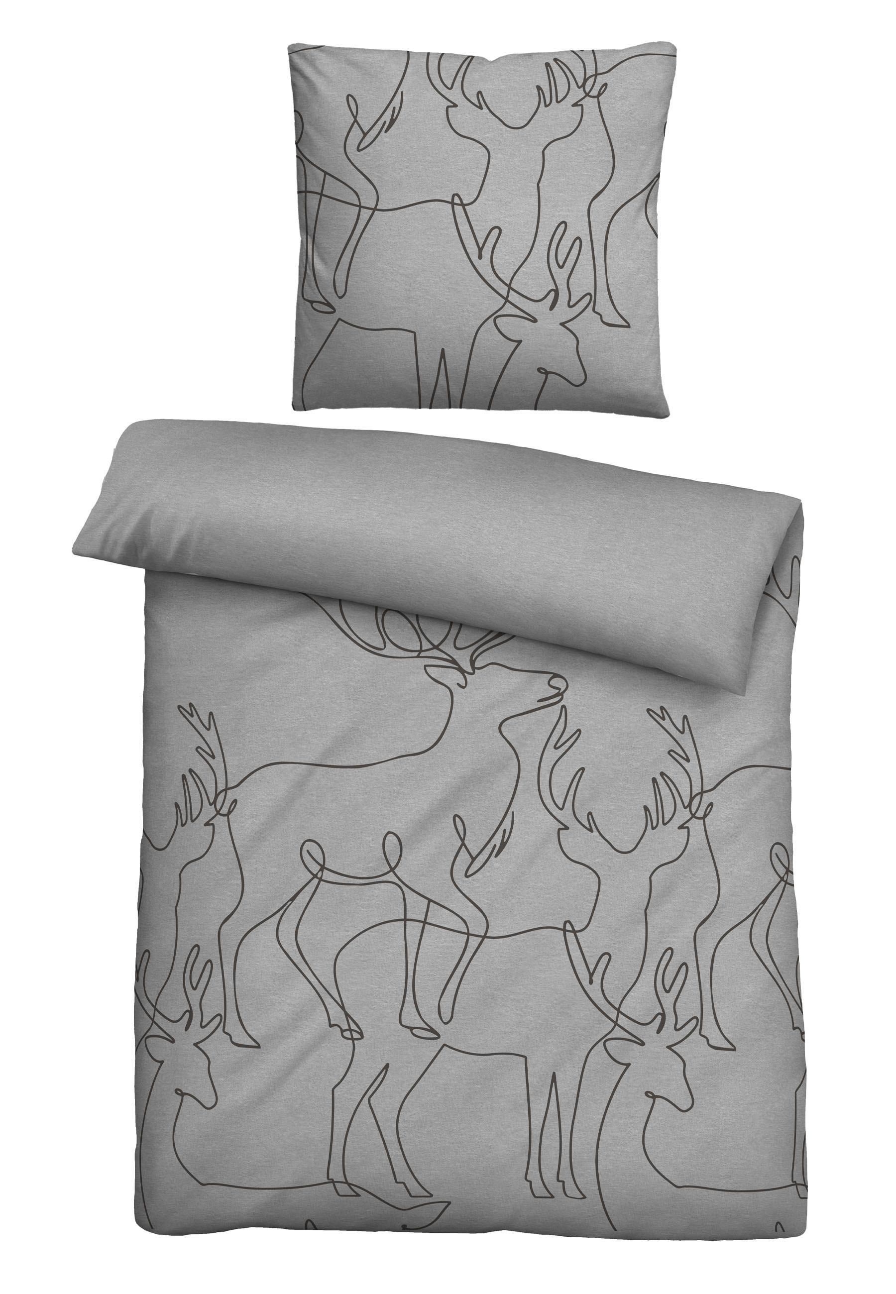 BETTWÄSCHE Flanell 155/220 cm  - Hellgrau, Design, Textil (155/220cm) - Novel