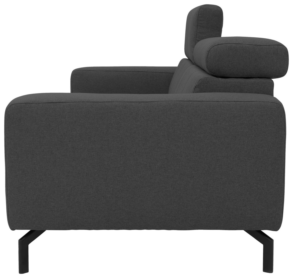 3-SITZER-SOFA Webstoff Grau  - Schwarz/Grau, Design, Textil/Metall (238/79/104cm) - MID.YOU