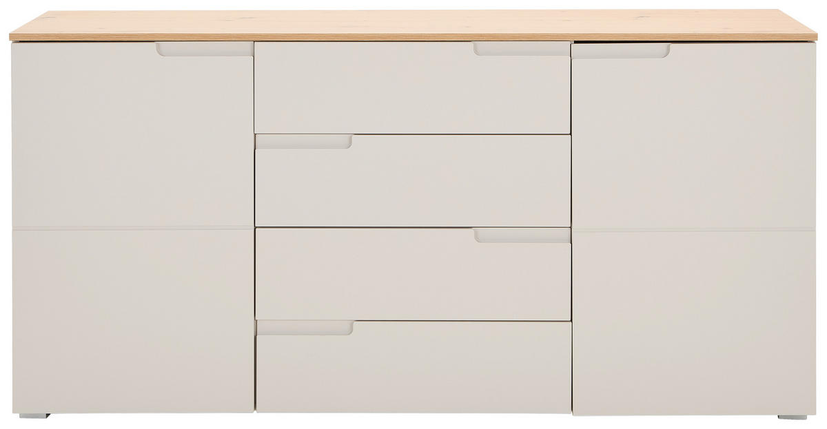 SIDEBOARD Swim 165/80/40 cm 4 Schublade(n)  - Kaschmir/Schwarz, Design, Holzwerkstoff/Kunststoff (165/80/40cm) - MID.YOU