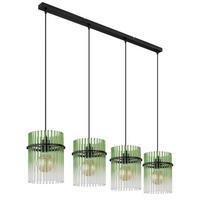 HÄNGELEUCHTE GORLEY 110/20/140 cm   - Klar/Schwarz, Basics, Glas/Kunststoff (110/20/140cm) - Globo