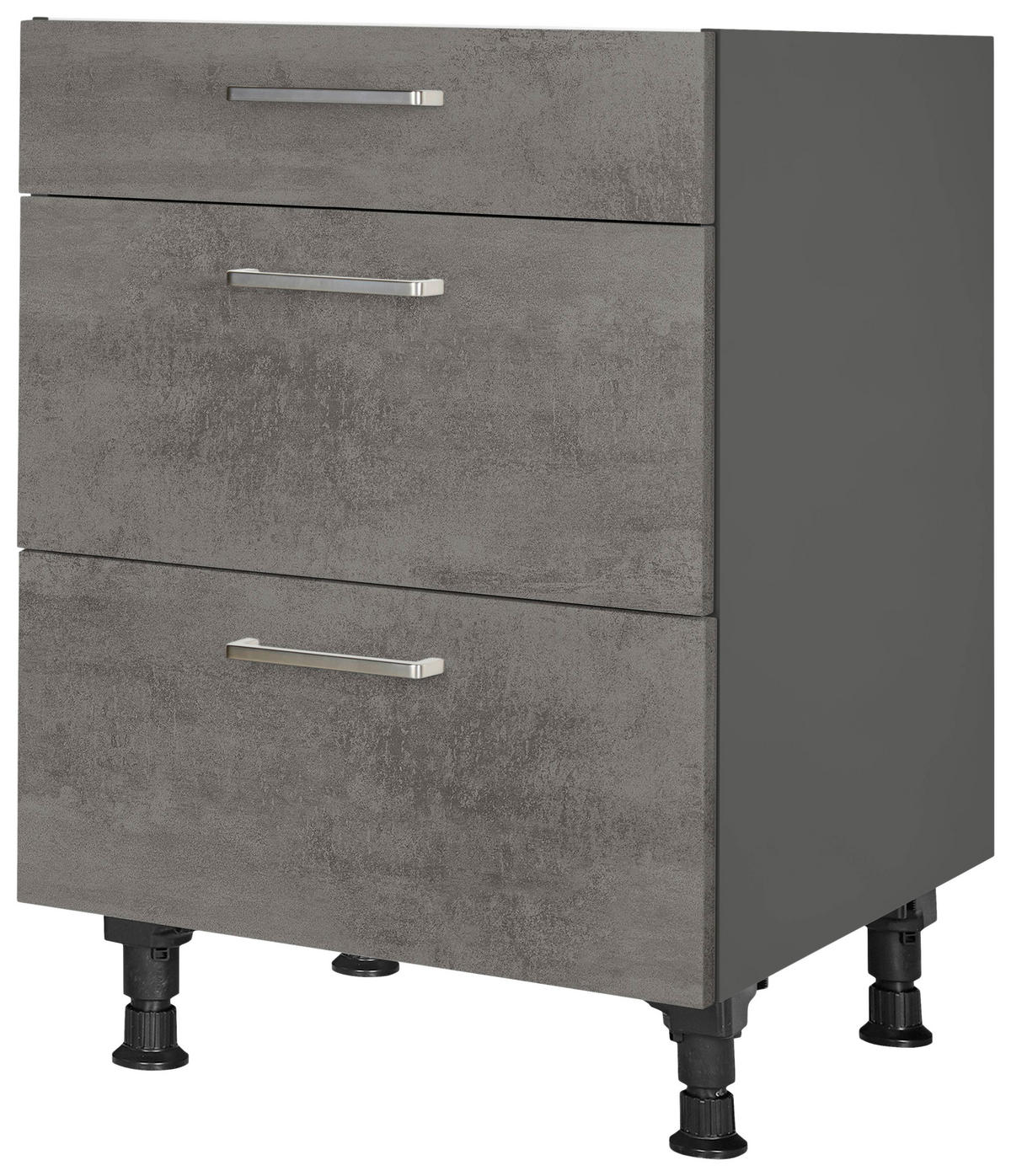 SCHUBKASTENUNTERSCHRANK 60/87/56 cm  in Schieferfarben  - Schieferfarben/Edelstahlfarben, MODERN, Holzwerkstoff/Metall (60/87/56cm) - Nobilia
