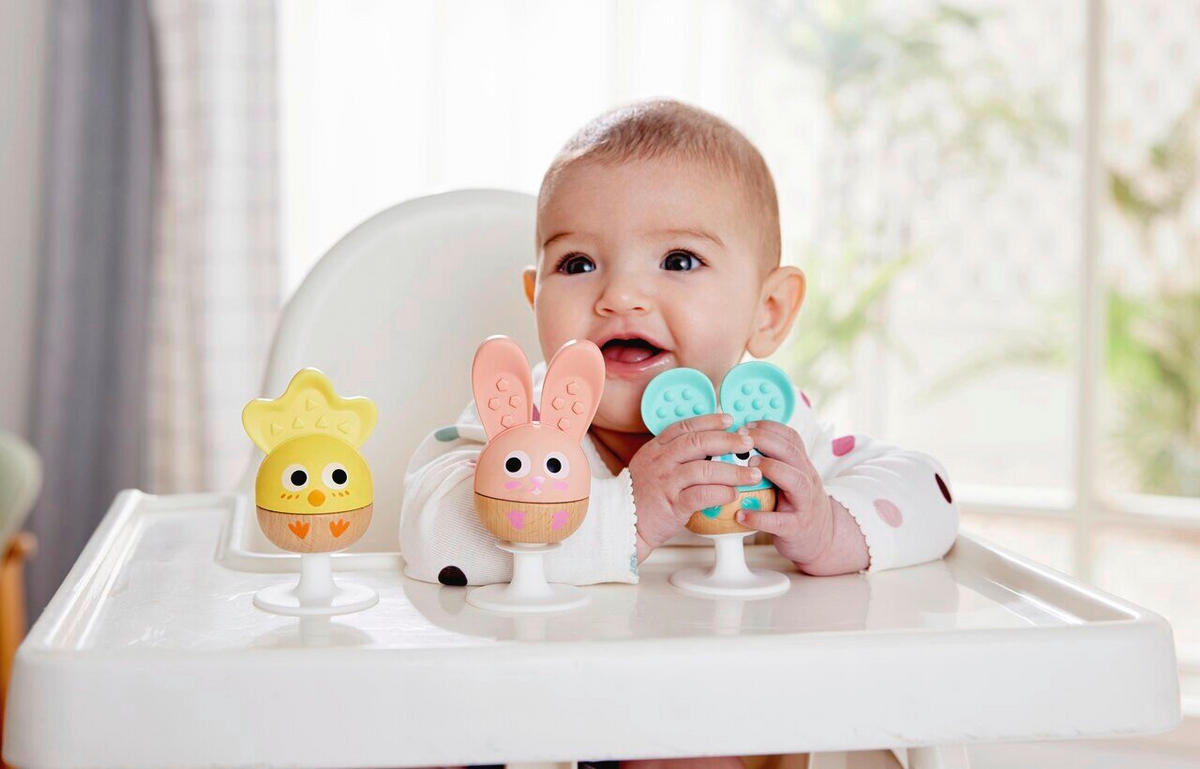RASSEL Hape Baby Spielzeug  - Pink/Gelb, Basics, Holz/Kunststoff (0,16kg) - Hape