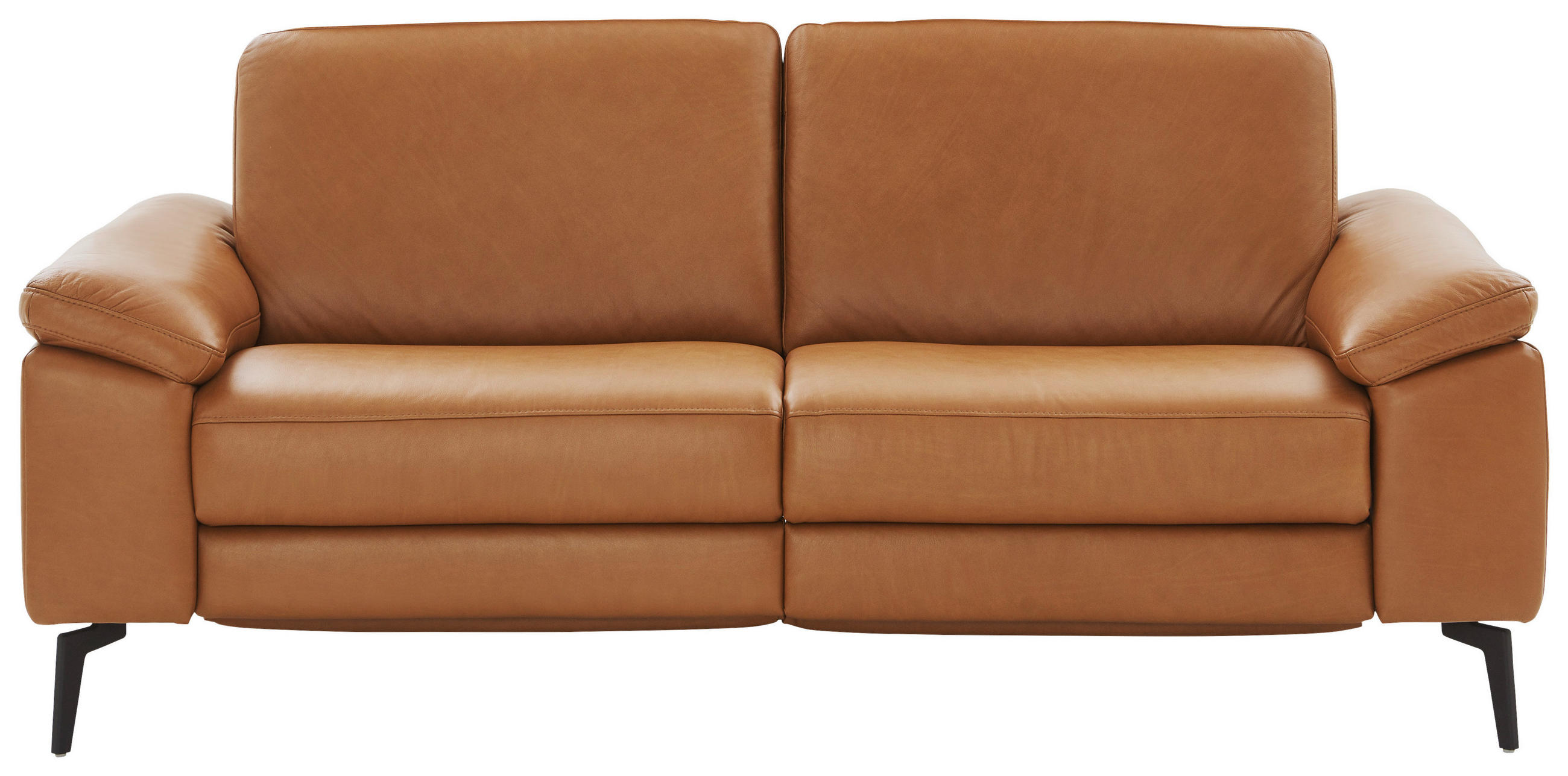 2,5-SITZER  in Echtleder Cognac   - Cognac/Schwarz, Design, Leder/Metall (196/88/100cm) - Valdera