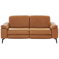 2,5-SITZER Cognac Echtleder  - Cognac/Schwarz, Design, Leder/Metall (196/88/100cm) - Valdera