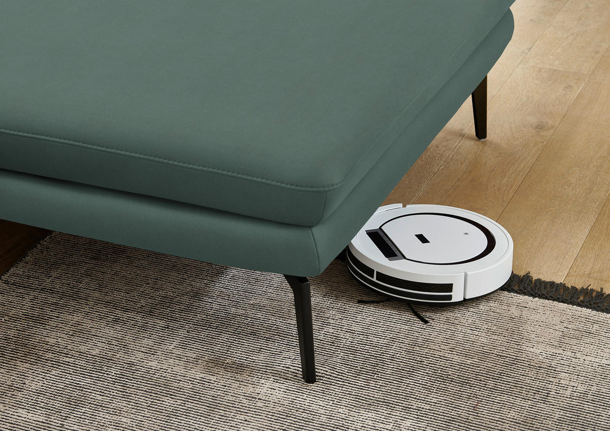 ECKSOFA in Echtleder Opal  310/180 cm  - Opal/Schwarz, Design, Leder/Metall (310/180cm) - Dieter Knoll
