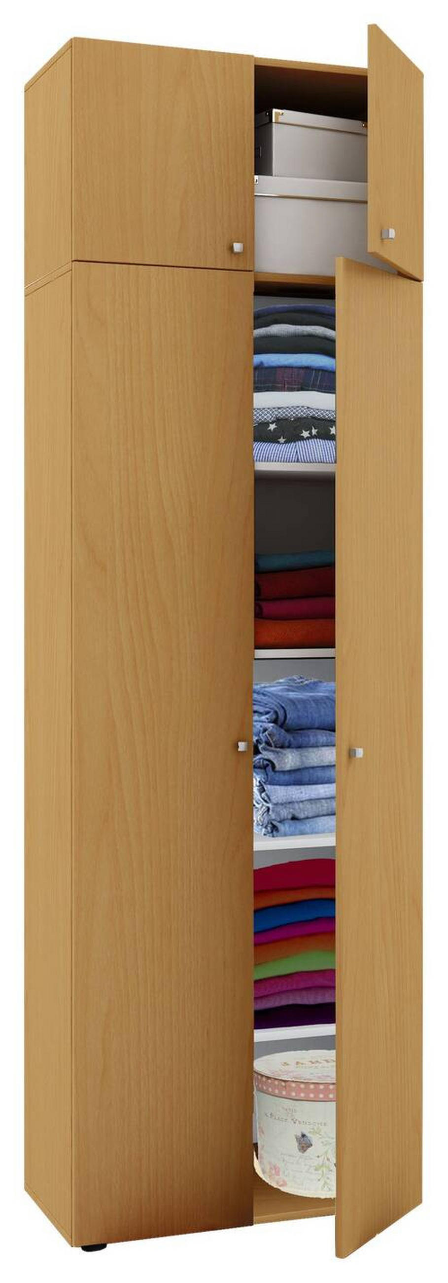 MEHRZWECKSCHRANK 70/218/39 cm  - Silberfarben/Buchefarben, Modern, Holzwerkstoff/Kunststoff (70/218/39cm) - MID.YOU