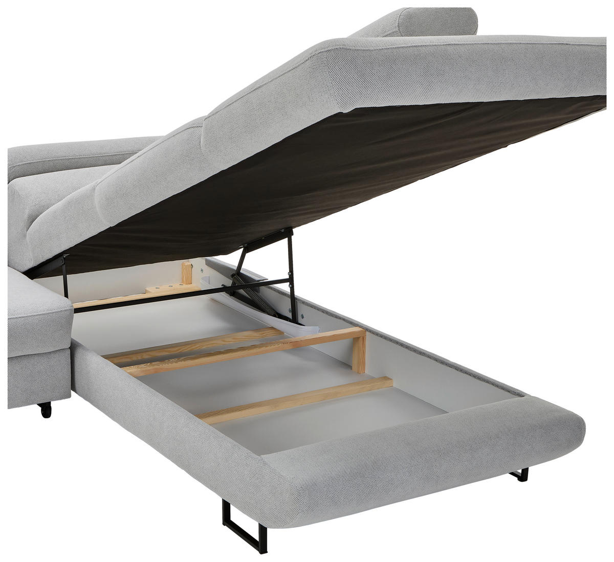 ECKSOFA in Webstoff Hellgrau  - Hellgrau/Schwarz, Design, Textil/Metall (280/235cm) - Hom`in