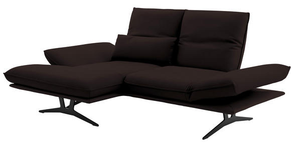 ECKSOFA in Echtleder Dunkelbraun  - Gelb/Dunkelbraun, Design, Leder/Metall (130/210cm) - Dieter Knoll