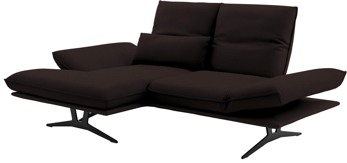 ECKSOFA in Echtleder Dunkelbraun  - Gelb/Dunkelbraun, Design, Leder/Metall (130/210cm) - Dieter Knoll