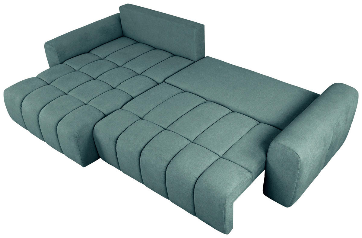 ECKSOFA Petrol Velours  - Petrol/Schwarz, KONVENTIONELL, Kunststoff/Textil (168/298cm) - Carryhome