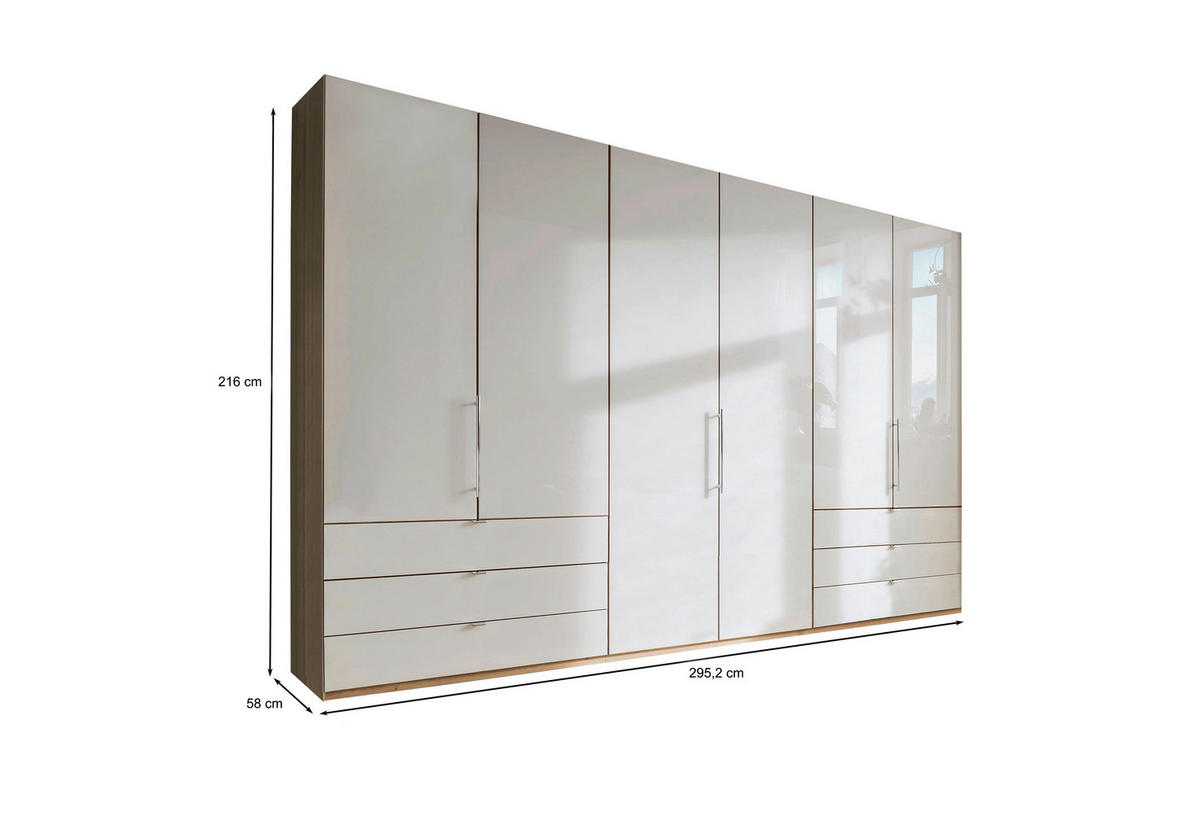 FALTTÜRENSCHRANK in Eichefarben, Champagner  - Chromfarben/Champagner, Konventionell, Glas/Holzwerkstoff (300/216/58cm) - Venda