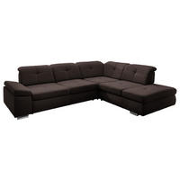 ECKSOFA  in Mikrofaser Dunkelbraun  312/260 cm  - Chromfarben/Dunkelbraun, Design, Textil/Metall (312/260cm) - Beldomo Style