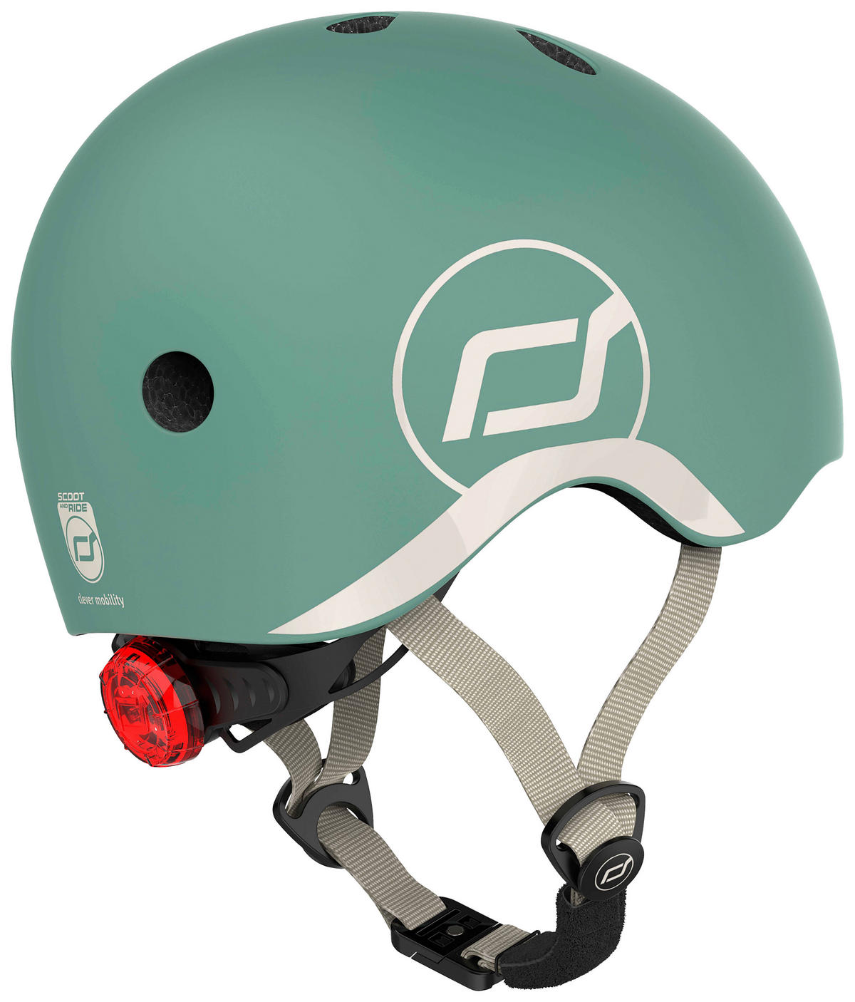 KINDERHELM XXS-S  - Dunkelgrün/Hellgrau, Trend, Kunststoff/Textil (XXS-Snull) - Scoot and Ride