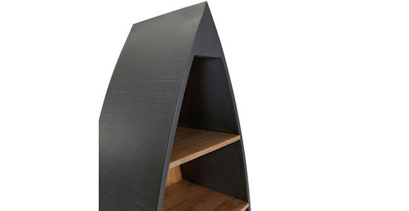 BOOTSREGAL Mangoholz massiv Anthrazit, Naturfarben  - Anthrazit/Schwarz, LIFESTYLE, Holz/Holzwerkstoff (60/182/36cm) - Landscape