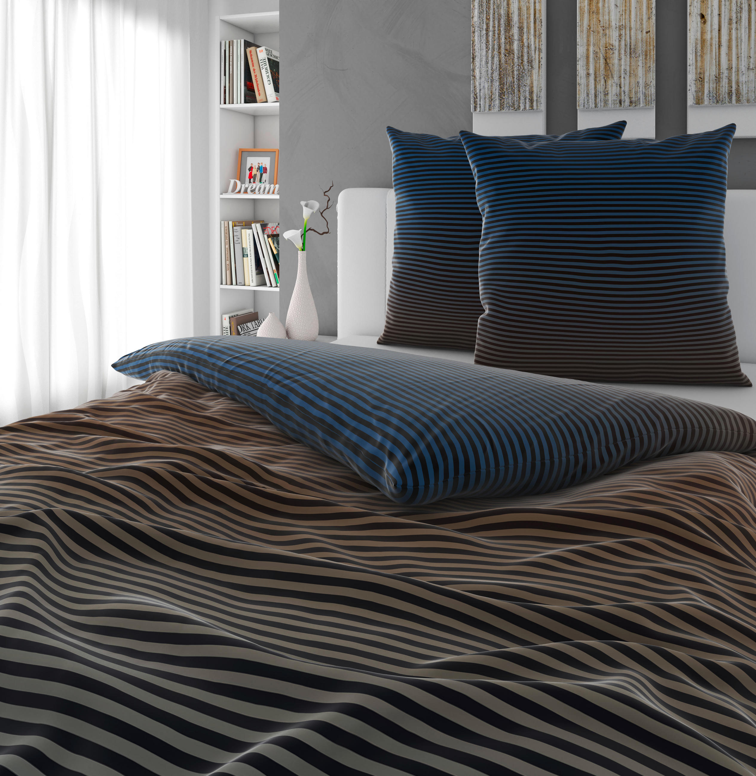 BETTWÄSCHE Satin 200/200 cm  - Blau/Gelb, Textil (200/200cm) - Novel