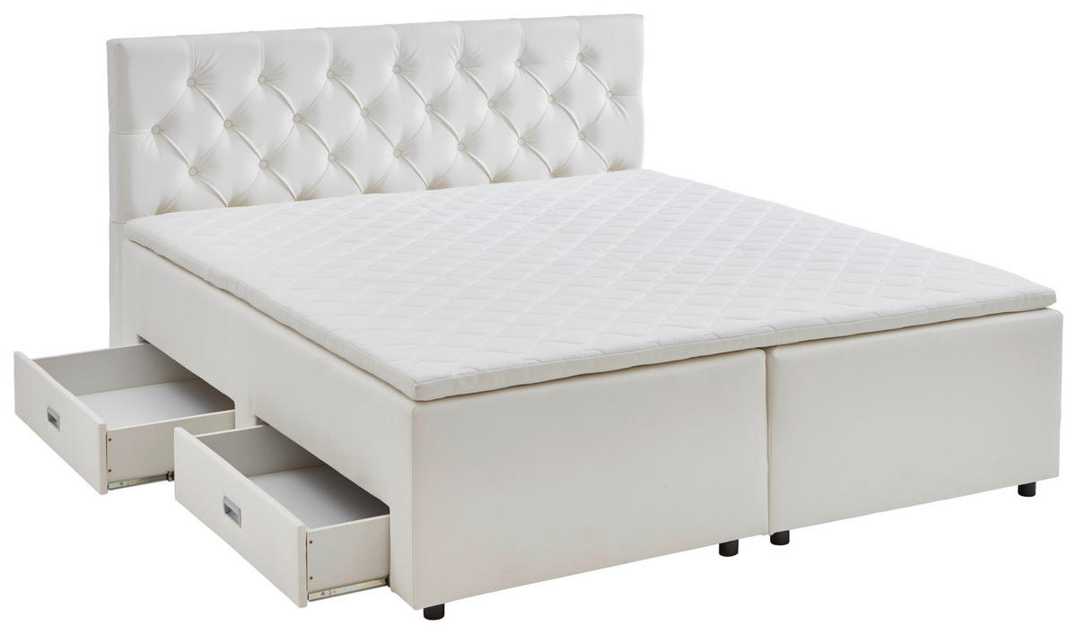 BOXBETT 160/200 cm  in Weiß  - Schwarz/Weiß, MODERN, Kunststoff/Textil (160/200cm) - MID.YOU