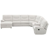 ECKSOFA Weiß Leinenoptik  - Schwarz/Weiß, KONVENTIONELL, Holz/Kunststoff (286/101/338cm) - Livetastic
