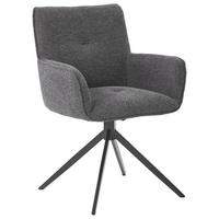 ARMLEHNSTUHL  in Eisen Webstoff  - Graphitfarben/Schwarz, Design, Textil/Metall (61/85/63cm) - Valdera