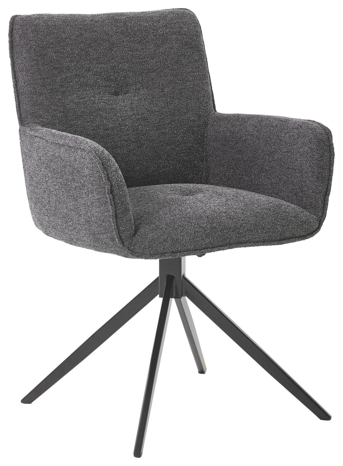 ARMLEHNSTUHL  in Eisen Webstoff  - Schwarz/Graphitfarben, Design, Textil/Metall (61/85/63cm) - Valdera