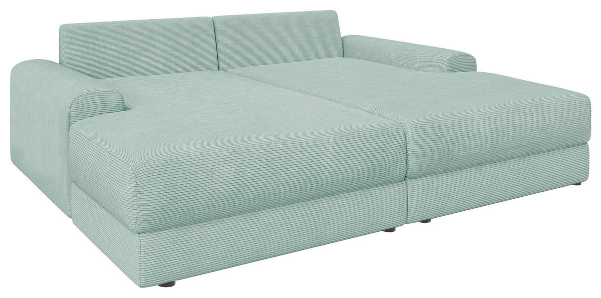 BIGSOFA Cord Salbeigrün  - Salbeigrün/Schwarz, MODERN, Kunststoff/Textil (234/93/190cm) - Carryhome