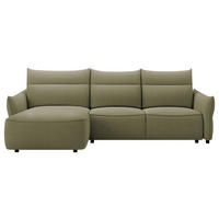 ECKSOFA Olivgrün Webstoff Rückenkissen, Bettkasten, Schlaffunktion, Rücken echt, Liegefläche im Originalstoff  - Schwarz/Olivgrün, KONVENTIONELL, Kunststoff/Textil (179/306cm) - Milino