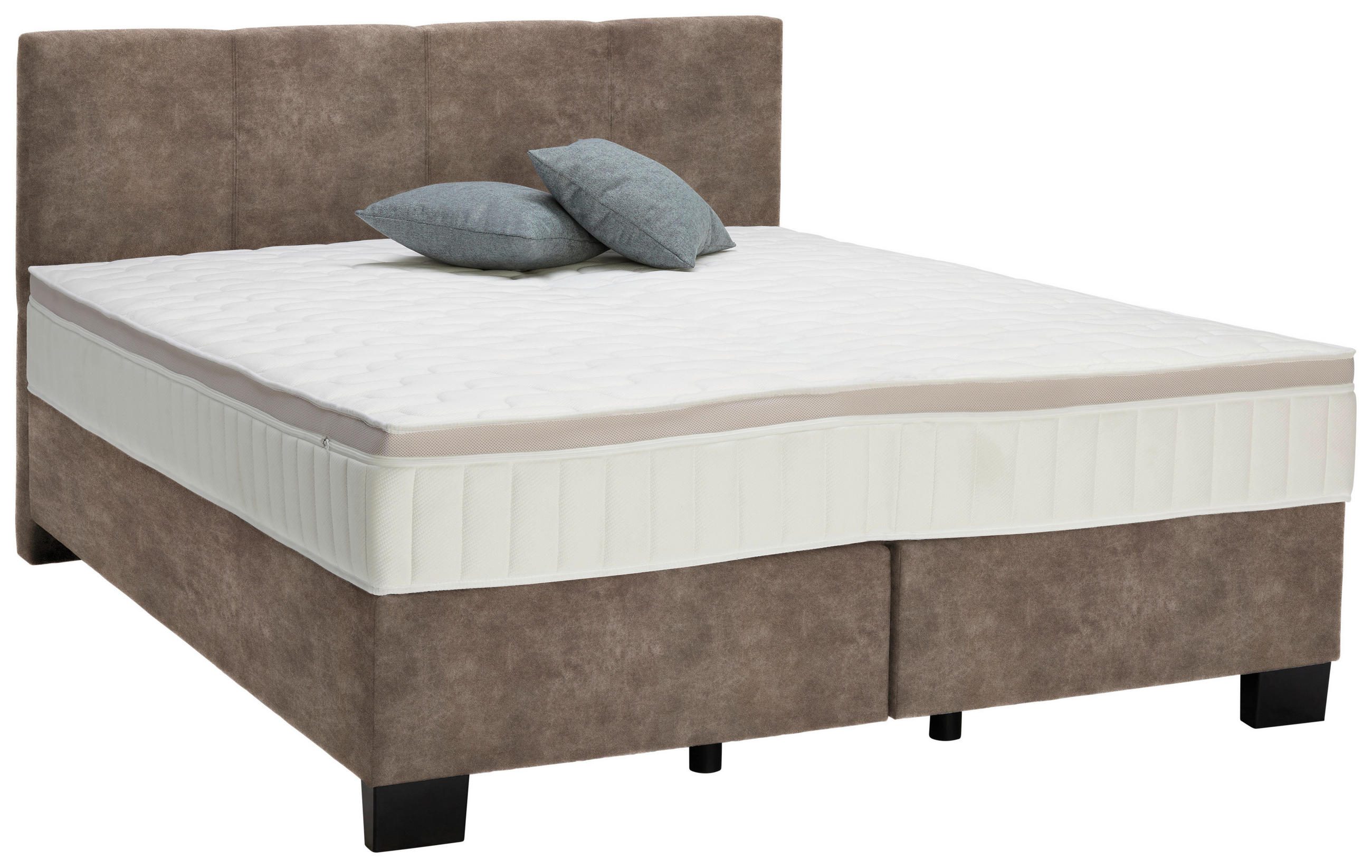 BOXSPRINGBETT 160/200 cm  in Taupe  - Taupe/Schwarz, Design, Kunststoff/Textil (160/200cm) - Hom`in