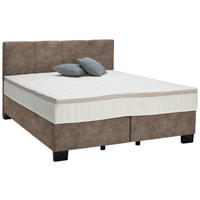 BOXSPRINGBETT 160/200 cm  in Taupe  - Taupe/Schwarz, Design, Kunststoff/Textil (160/200cm) - Hom`in