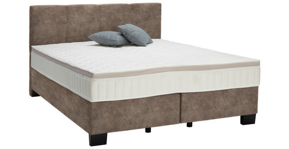 BOXSPRINGBETT 160/200 cm  in Taupe  - Taupe/Schwarz, Design, Kunststoff/Textil (160/200cm) - Hom`in