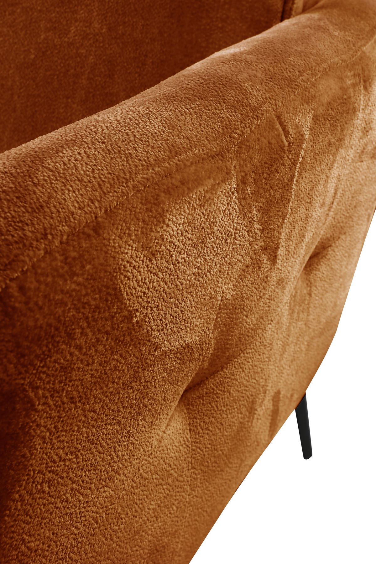 SOFA in Velours Rostfarben  - Rostfarben/Schwarz, Design, Textil/Metall (225/86/95cm) - MID.YOU
