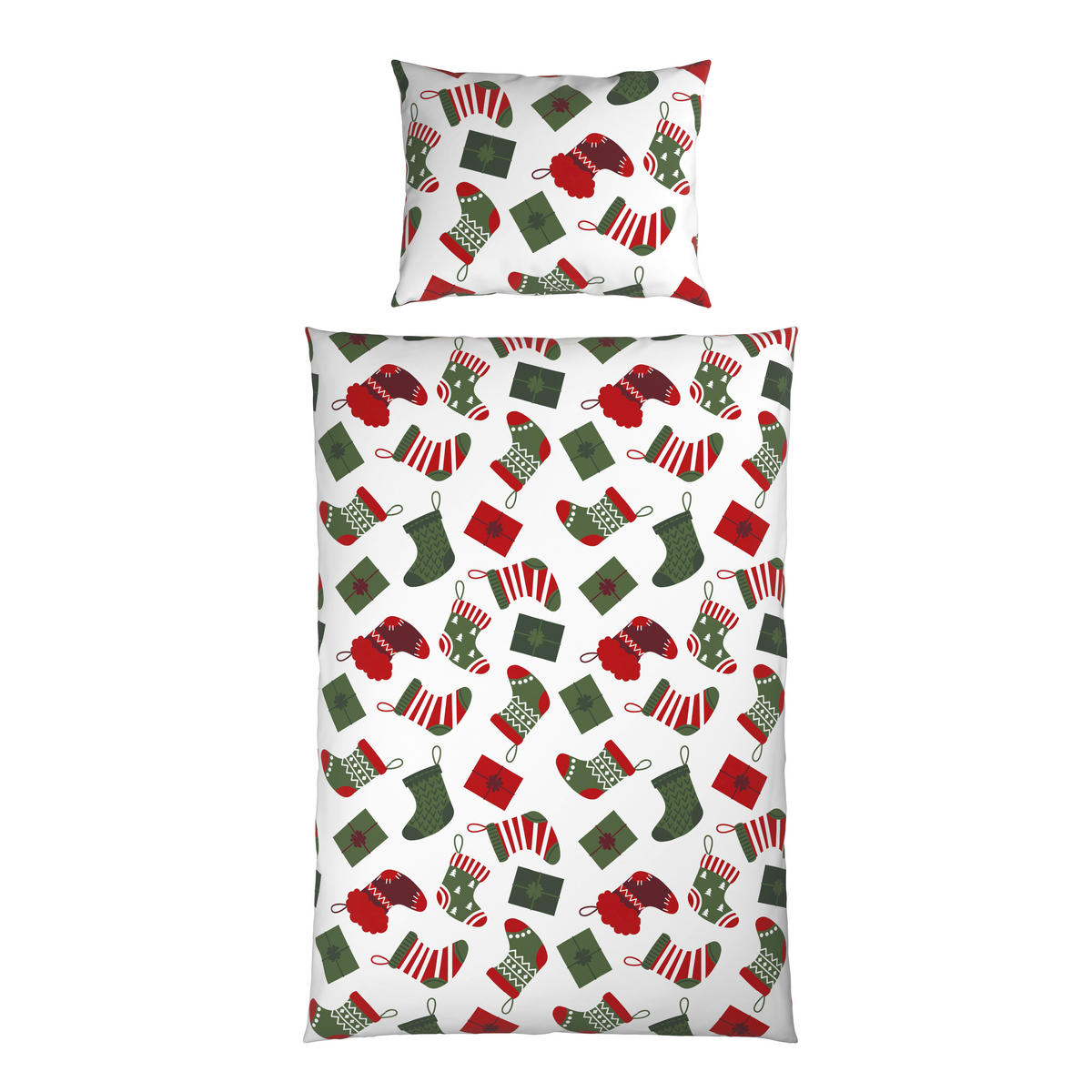 BETTWÄSCHE 2-teilig Renforcé 140/200 cm  - Rot/Weiß, Design, Textil (140/200cm) - X-Mas