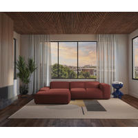 ECKSOFA HANNAH Rot Cord  - Rot/Schwarz, Design, Kunststoff/Textil (200/304cm) - MID.YOU