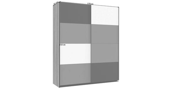 SCHWEBETÜRENSCHRANK in Grau, Grün, Schwarz, Weiß, Eichefarben - Eichefarben/Schwarz, Design, Holzwerkstoff/Kunststoff (170/210/61cm) - Carryhome